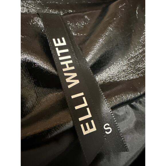 Elli White Black Faux Leather Floral Embroidered Studded Moto Biker Jacket Sz S - Picture 7 of 8